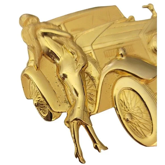 Park Lane JJ Gold Tone Elegant Lady, Rolls Royce Car Brooch, Signed - Picture 4 of 9